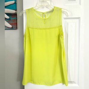 Halogen Sleeveless Bright Chartreuse with Lace Top